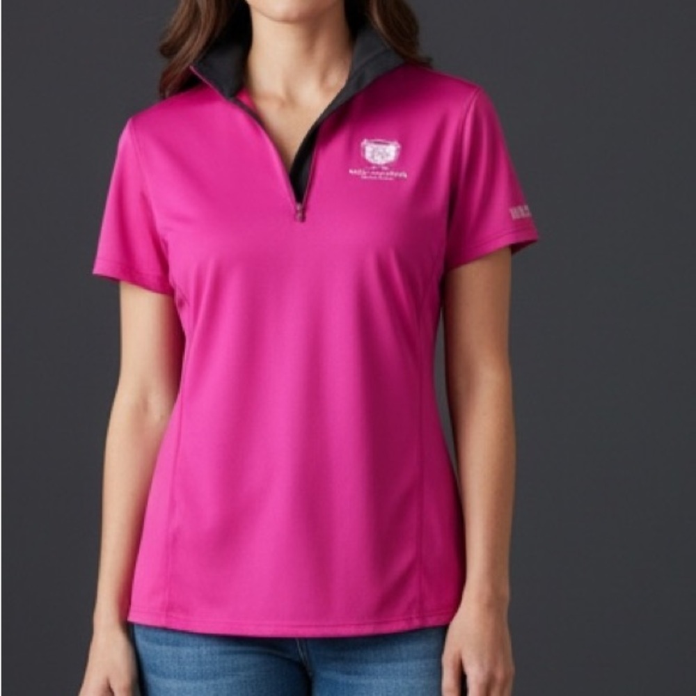 NOEL ASMAR EQUESTRIAN ladies, hot pink and black polo shirt size medium NWOT